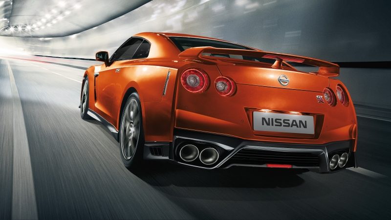 Nissan GT-R rearview on curved road